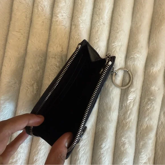 Prada Saffiano Keychain Wallet Logo Black/ Silver 1PP122 - Picture 4 of 11